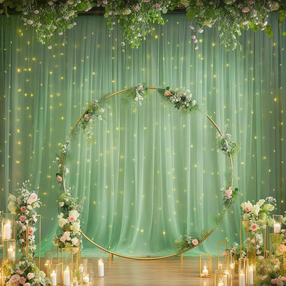 10x8ft Olive Green Tulle Backdrop Curtain - Image 8