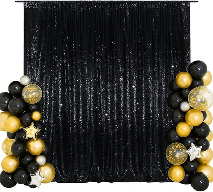 SquarePie 20x10ft Black Sequin Backdrop, High Density Non-Transparent Glitter by SquarePie