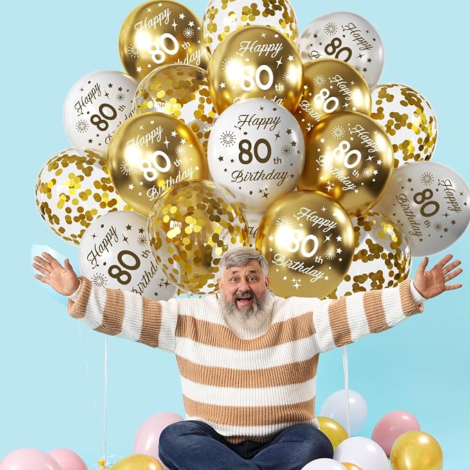 White Gold 30th Birthday Balloons Pack of 15 Men Women Happy 30th Birthday - Image 6