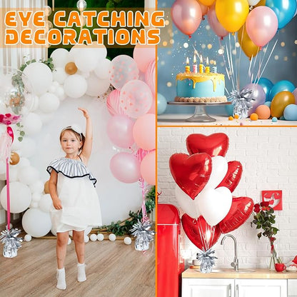 4 Pcs Silver Metallic Balloon Weights Holder Anchors Balloon Holder Weights - Image 4