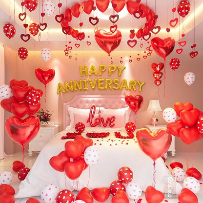Happy Anniversary Decorations, Happy Anniversary Banner, Heart Hanging String by CboDecoBalloonArchKit