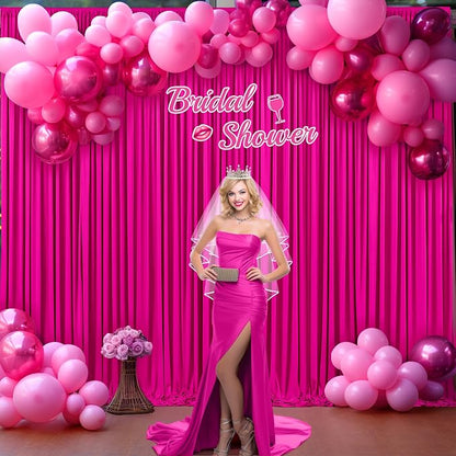 4 Panels Hot Pink Backdrop Curtains - Image 4