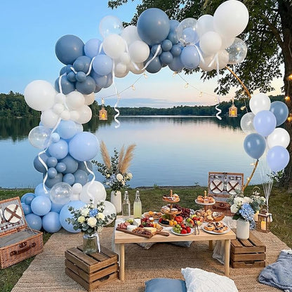 RUBFAC Dusty Blue and White Balloons, Party Balloons - Image 7