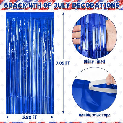 ZATAYE 8 Pack Dark Blue Foil Curtain Streamer Decorations | Dark blue, Metallic - Image 2