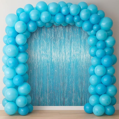 Voircoloria Light Blue Foil Fringe Backdrop Curtains, Birthday Party Decorations - Image 6