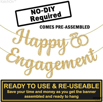 KatchOn Glitter Happy Engagement Banner 10 Ft, Engagement Party Decorations | - Image 2