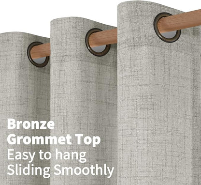 YoungsTex Light Grey Linen Curtains 90 Inch Length - Image 5