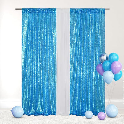 Eternal Beauty Turquoise Sequin Backdrop Curtains, 2 Panels 2x8FT | 3mm Sparkle by EternalBeauty