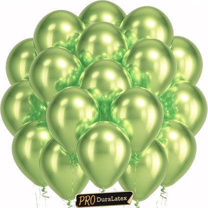 Pro Duralatex Metallic Green Extra-Thick Balloons 120 Pack 10 inch | Metallic by Bezente