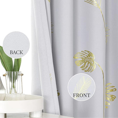 Greyish White Room Darkening Curtains 84 Inches Long - Image 3