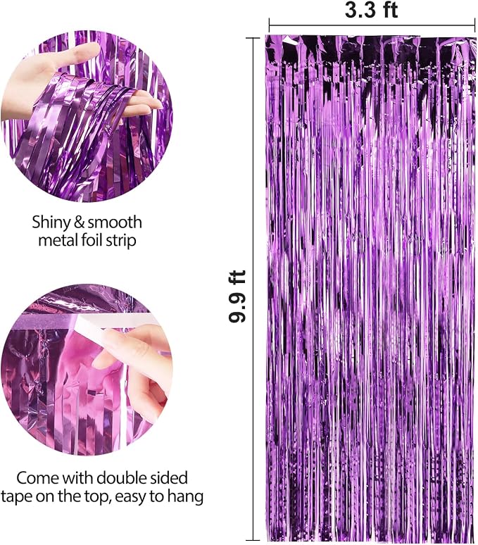 Crosize 4 Pack 3.3 x 9.9 ft Foil Fringe Streamer Backdrop, - Image 2