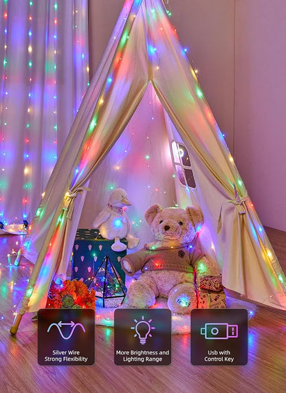 Brightown 300 LED Fairy Curtain Lights, 9.8ft x 9.8ft String Lights | - Image 3
