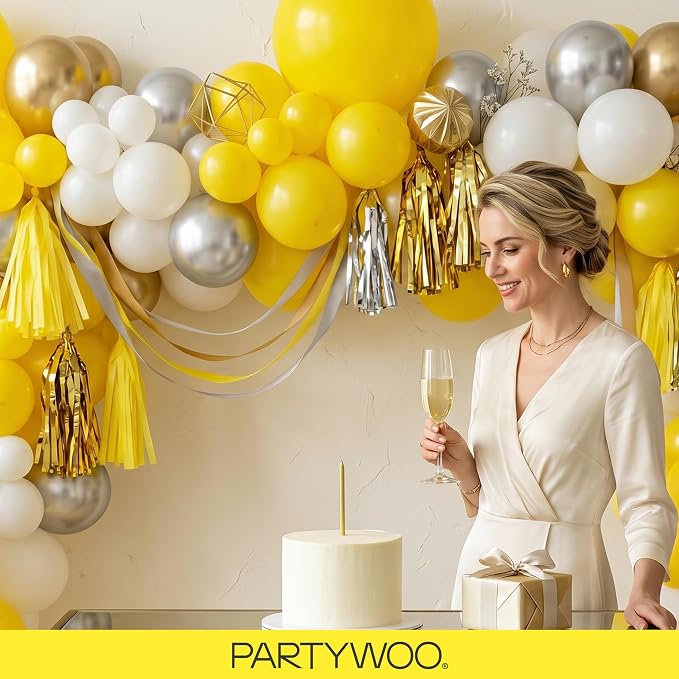 PartyWoo Yellow Balloons 155pcs Matte Yellow Color 18 12 10 5 Inch | Balloons - Image 9