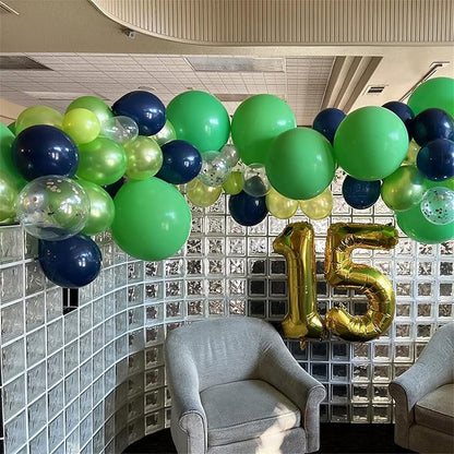 60 Pcs Navy Blue Matte Light Green Silver Latex Party Balloons - Image 4
