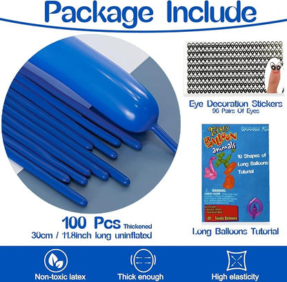 260 Balloons Dark Blue, Thickened 100 Pack Long Balloons Twisting Skinny Magic - Image 2