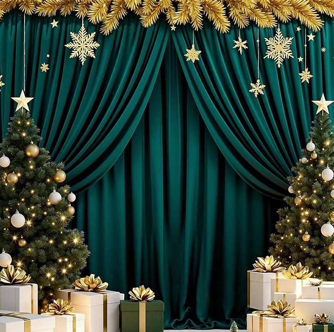 10ft x 8ft Hunter Green Backdrop Curtains by MEETSKY