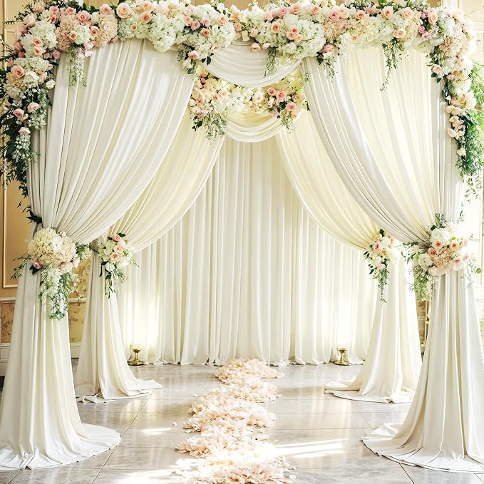 6 Panels Ivory Backdrop Curtains - Image 3