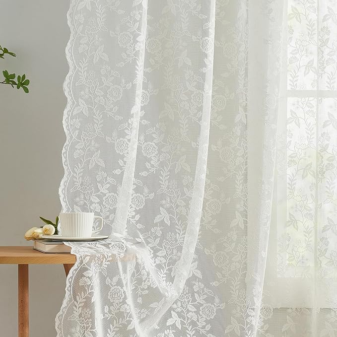 FINECITY Ivory Vintage Lace Curtains by FINECITY