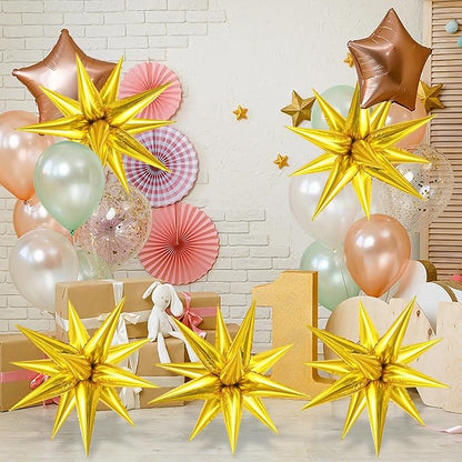 60 Pcs Star Balloons Explosion 12 Point Foil Cone Balloons Magic Balloon Large - Image 2