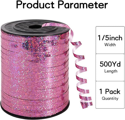 BEISHIDA 500 Yards Pink Ribbon Crimped Curling, Balloon String Shiny Metallic - Image 2
