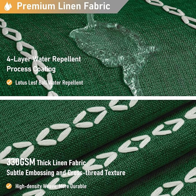 72x96 Extra Long Linen Heavy Duty Shower Curtain Set, Emerald Green | Extra - Image 4