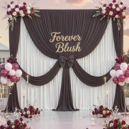 30 ft x 10 ft Wrinkle Free Brown Backdrop Curtain - Image 9