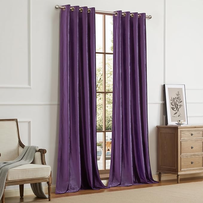 BULBUL Velvet Violet Purple Blackout Curtains 96 inch Long - Image 6