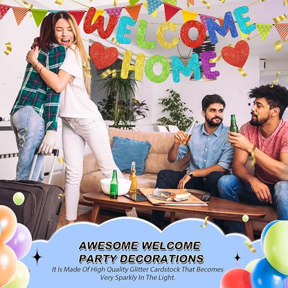 Fulmoon Pre Strung Welcome Home Banner Glitter Funny Welcome Sign - Image 6