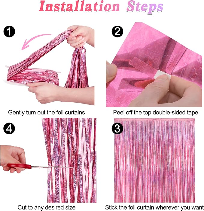 2 Pack Glitter Pink Backdrop, 3.28 FT x 7.05 FT Birthday Party Decorations - Image 3