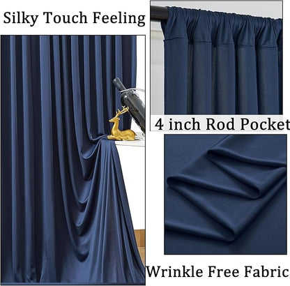 20ftx10ft Wrinkle Free Navy Blue Backdrop Curtains - Image 2