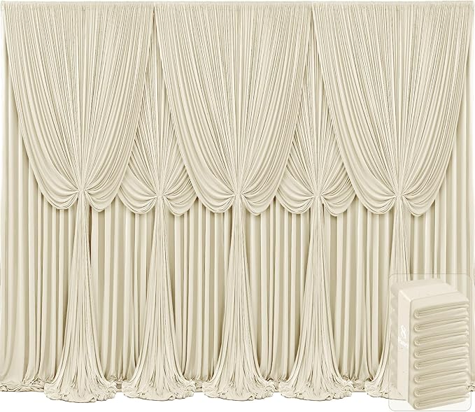 8 Panels Backdrop Curtains for Wedding Party Wrinkle Free Beige Backdrops by Tao-GePartyDecorations