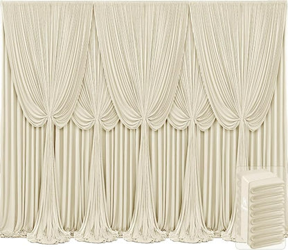 8 Panels Backdrop Curtains for Wedding Party Wrinkle Free Beige Backdrops by Tao-GePartyDecorations