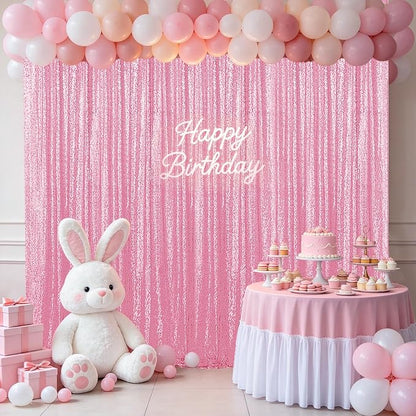 Hahuho Pink Sequin Backdrop Curtain, Banquet Decoration（4 Panels, 2FT x 8FT - Image 6