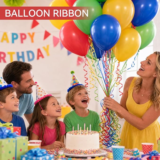 TONIFUL Red Green Yellow Blue Curling Ribbon Balloon String Gift Wrapping | 400 - Image 4