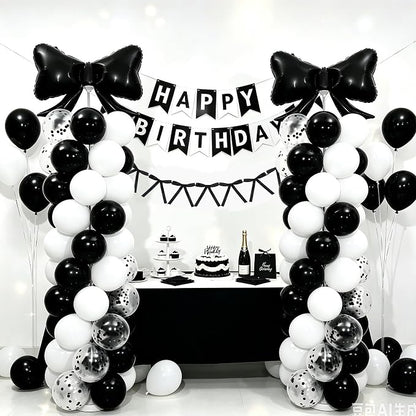 Black and White Bow Balloon Column Stand Kit Set of 2 - Image 8