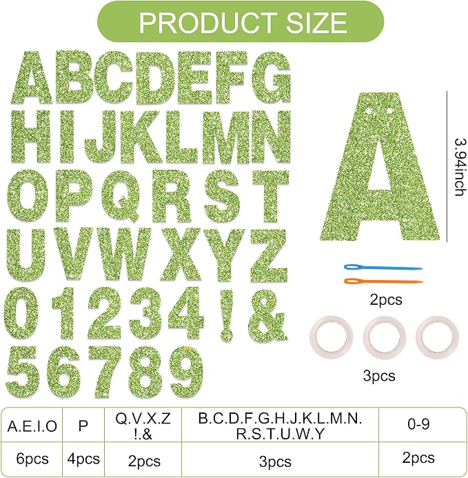 BEISHIDA Grass Green 116 PCS A-Z DIY Letter Custom Banner Party Decor | 111 - Image 2