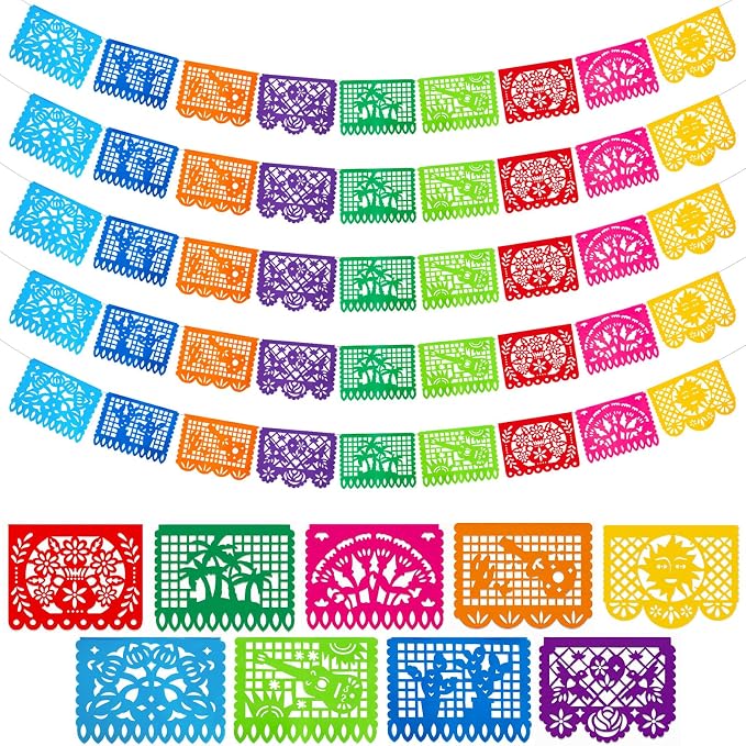 DOMESTAR 5 Packs 90 FT Mexican Party Decorations, Fiesta Party Banners | Papel by DOMESTAR