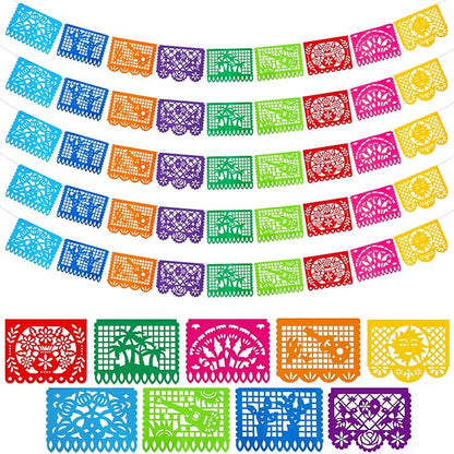 DOMESTAR 5 Packs 90 FT Mexican Party Decorations, Fiesta Party Banners | Papel by DOMESTAR