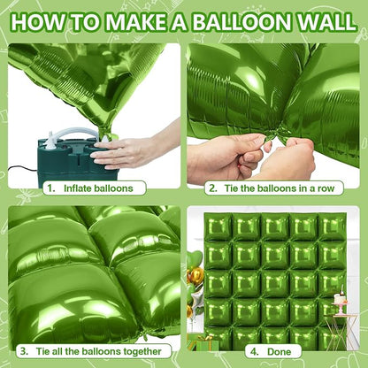 NISOCY 25PCS Olive Green Square Foil Balloons Wall Backdrop | Double Sided Dark - Image 4