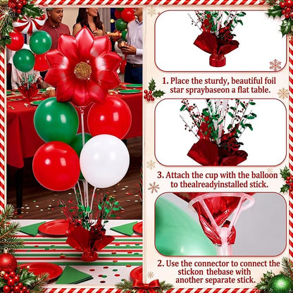 Civaner Christmas Party Balloons Stand Kit 6 Sets, and Green - Image 5