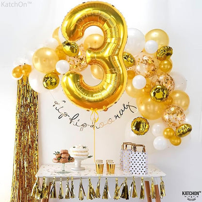 KatchOn Gold Number 3 Balloon 40 Inch, Birthday Decorations - Image 6