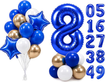 PartyWoo Number Balloons 40 Inch Blue Number 8 Kit by PartyWoo