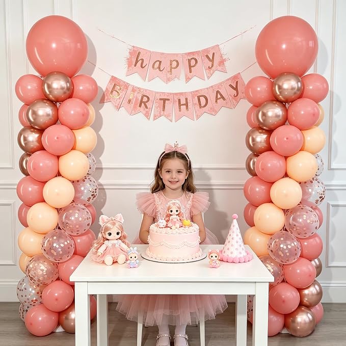 Dusty Pink Rose Gold Balloon Column Stand Kit of 2, Balloon Tower | 102Pcs - Image 6