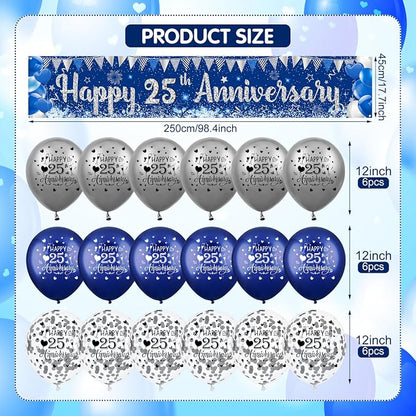 Blue Silver 25th Anniversary Decorations - Image 3