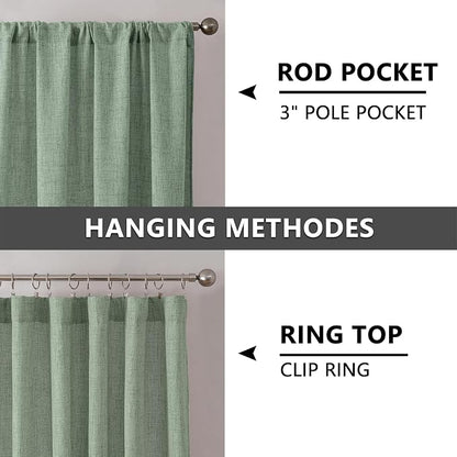 Tollpiz Short Linen Curtains Living Room Rod Pocket Semi Sheer Curtain Burlap - Image 5