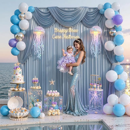 10x10FT Baby Blue Sequin Backdrop Curtain - Image 4