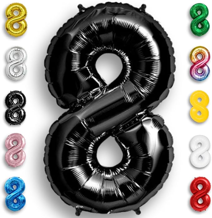 Black Number Balloon 8 Mylar Foil Balloons 40 inch by Unknown