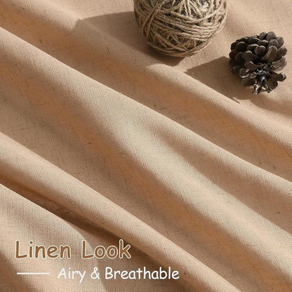 Camel Linen Curtains for Living Room 95 Inches Long Back Tab and Rod Pocket - Image 4