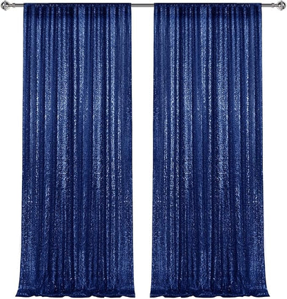 2×8FT-2PCS Navy Sequin Backdrop Curtains Panels, Photography Backdrop Glitter - Image 8