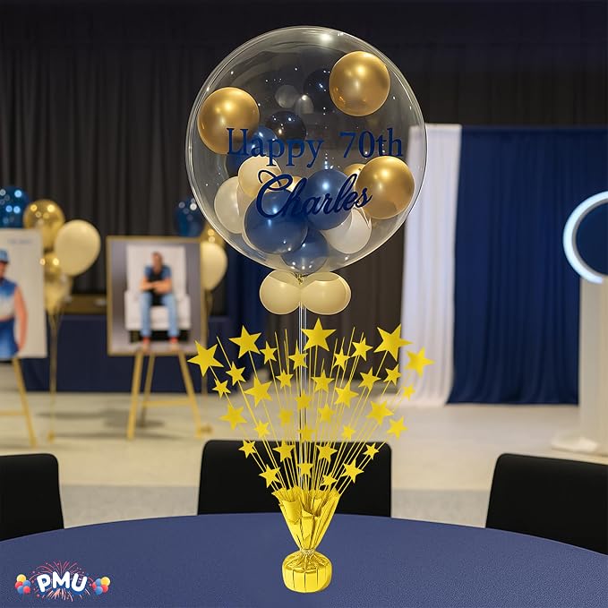 PMU 6 Pack Bursting Star Metallic Foil Spray Centerpiece- Gold Balloon Weights - Image 3